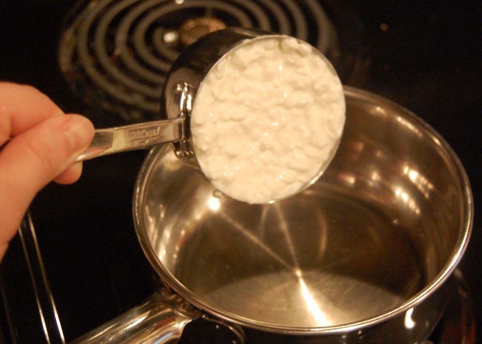 Add you cottage cheese to small pot, turn heat to low. Allow the cheese to slowly heat to 110 degrees. Close attention in this step is crucial. If it gets too hot, set aside and let cool.