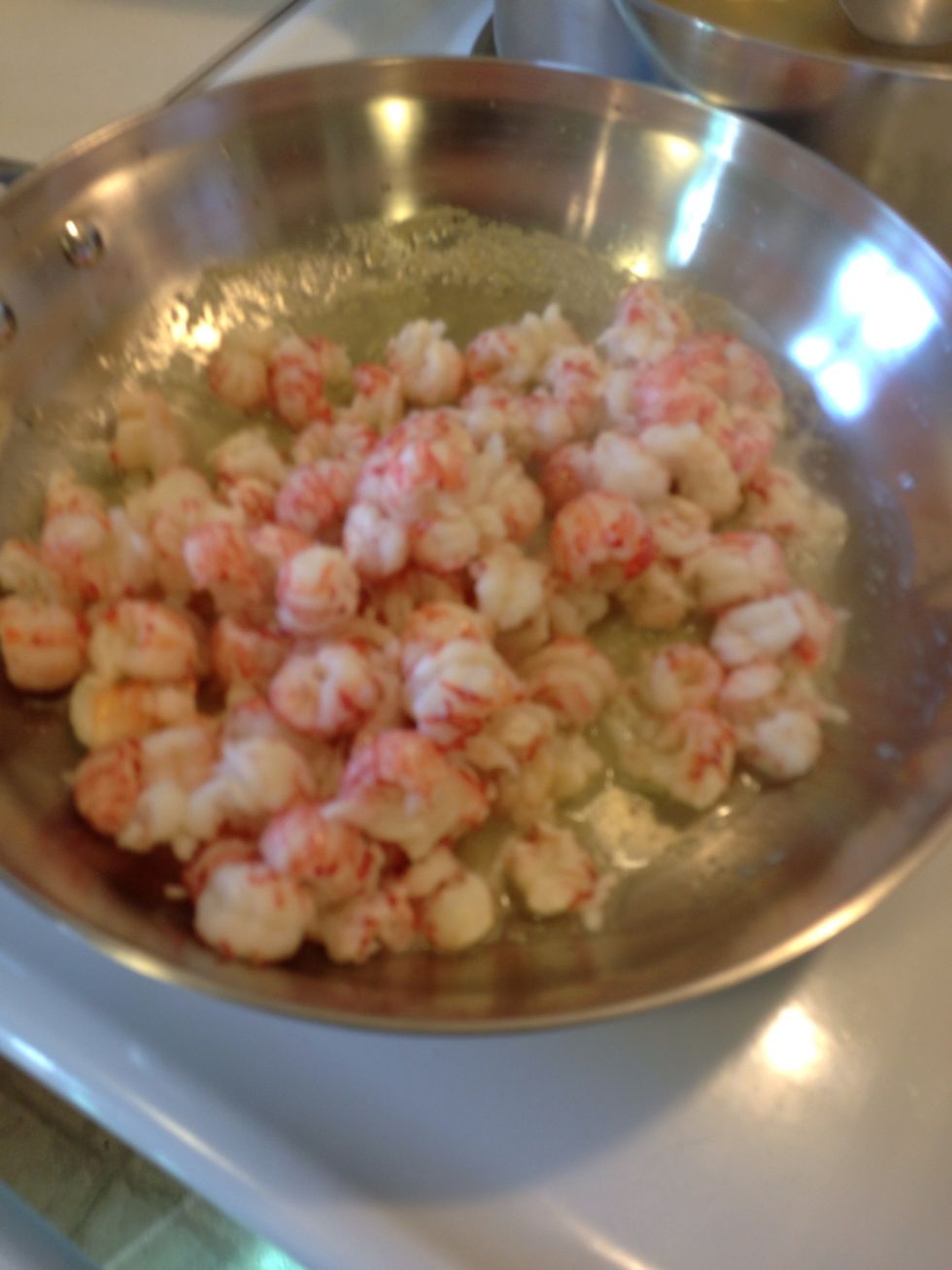 Add you lobster and heat through, it will release some water from within and have a nice sea flavor