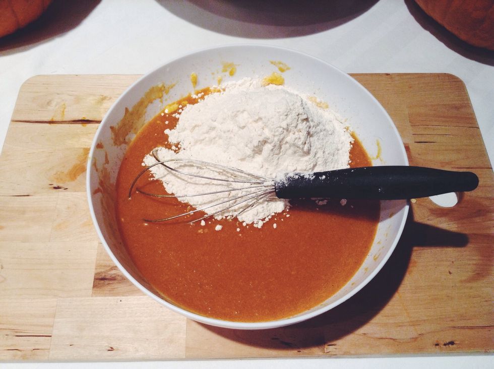 Add your 1 and 3/4 cups of flour.