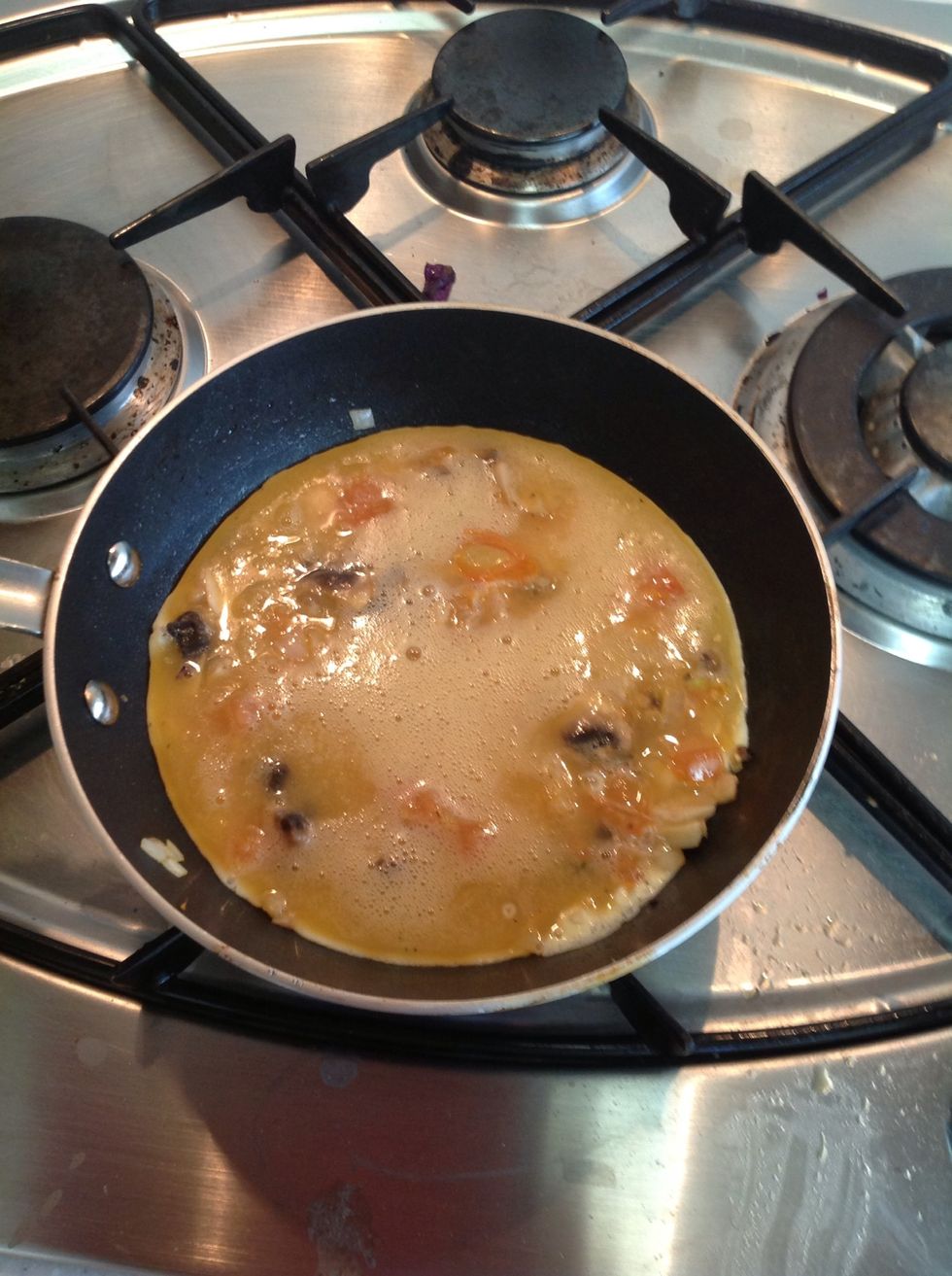 Add your 3 eggs to the pan.