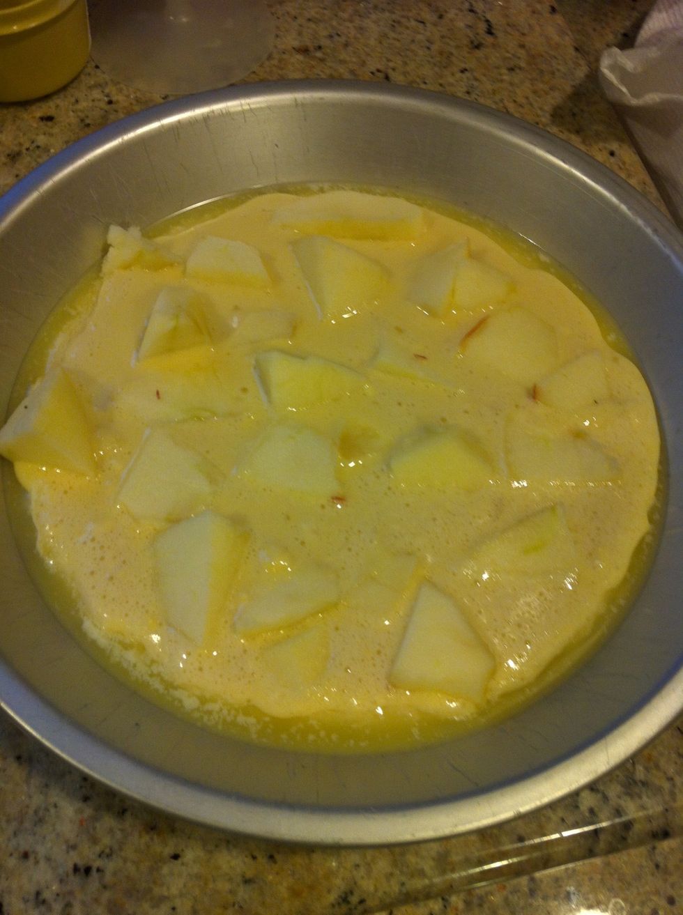 Add your apple slices. Just place them on top, no mixing in