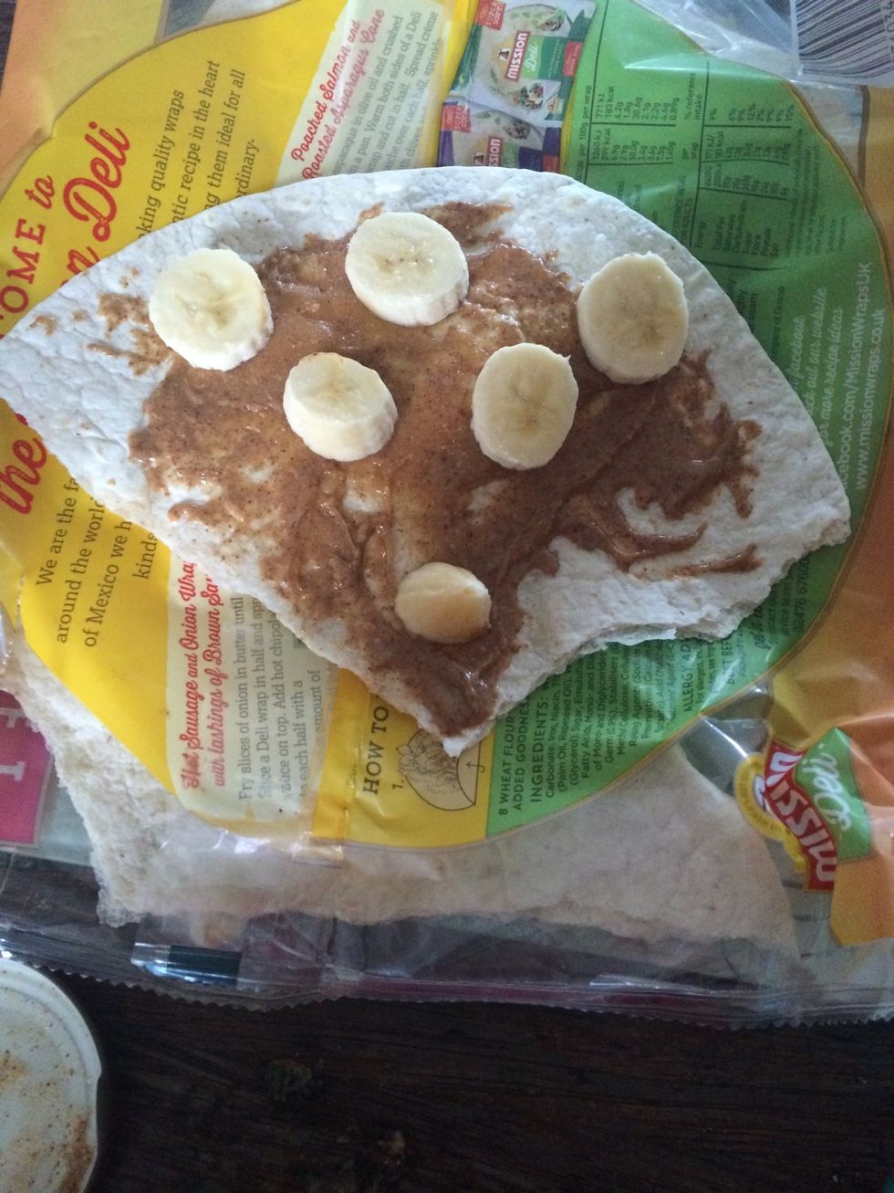 Add your banana slices, this helps the honey not to become to sweet