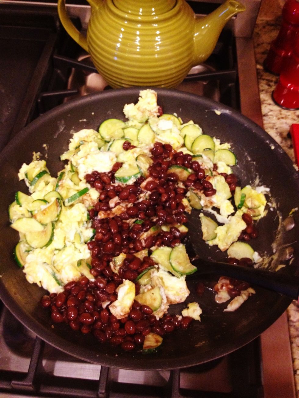 Add your black beans and stir together