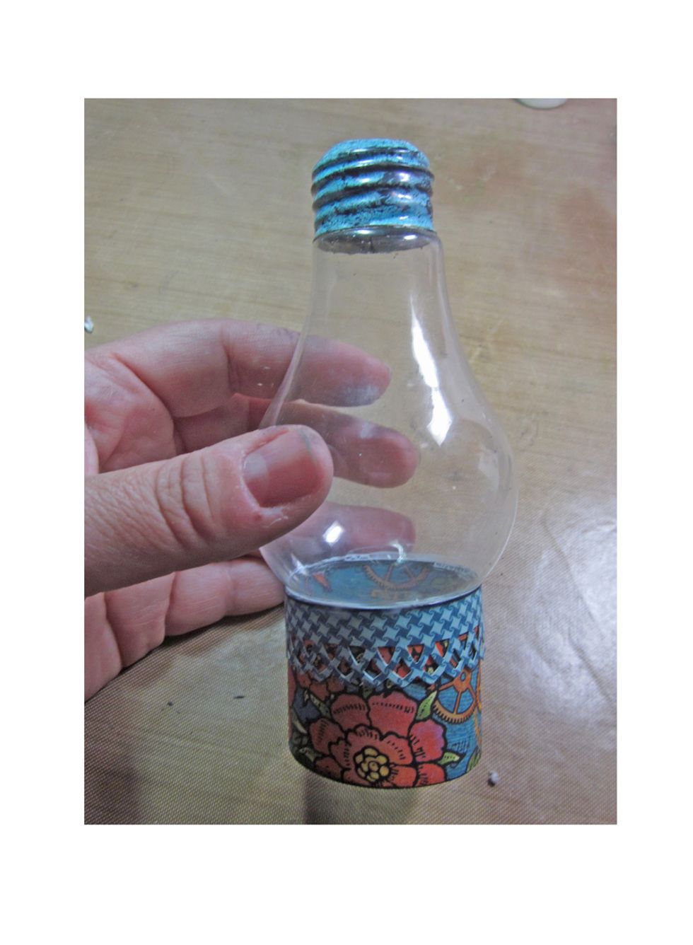 Add your blub to the base and let it dry. Now the fun part...it's time to embellish.