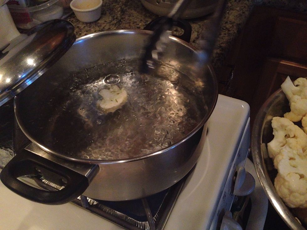 Add your Cauliflower into the boiling water. www.foodbox.tv