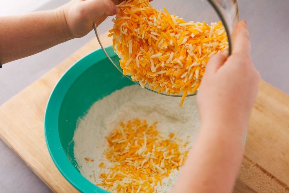 Add your cheese to dry mixture and stir to combine.