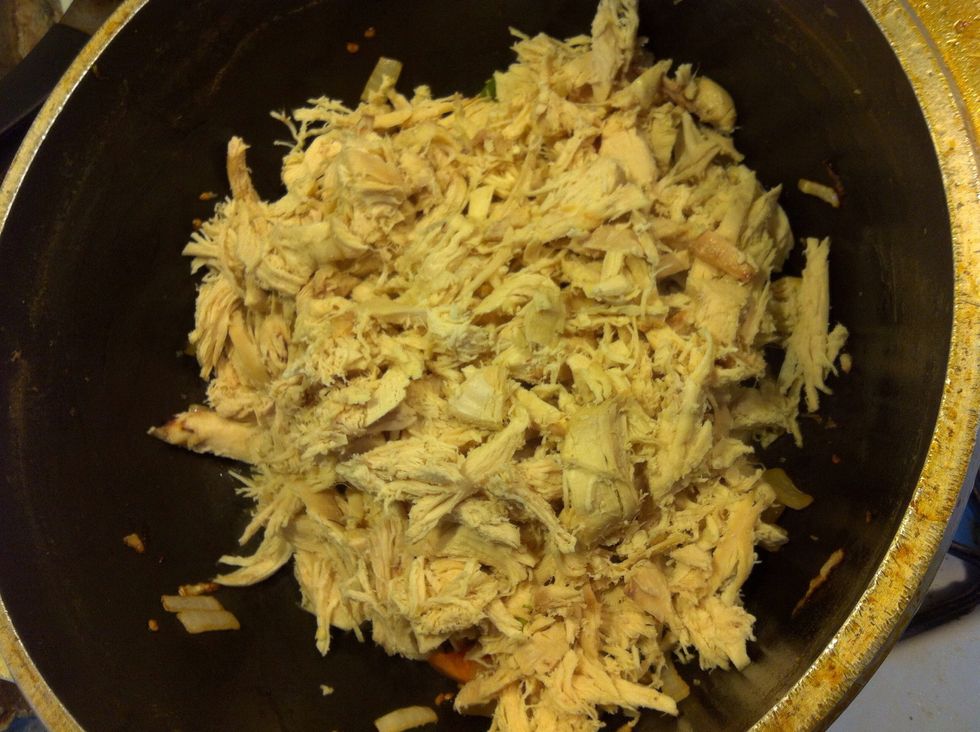 Add your chicken, salt and pepper.