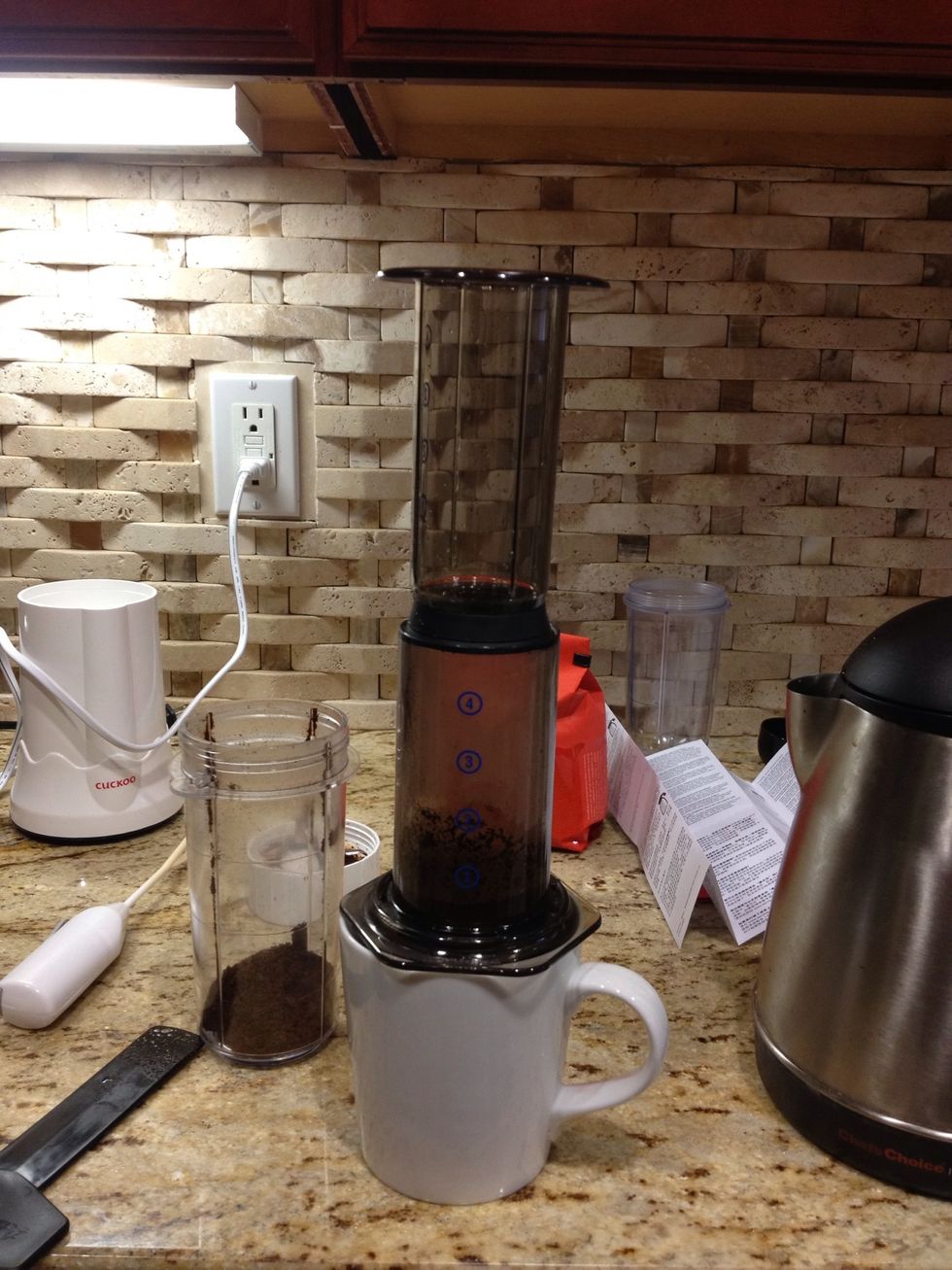 Add your coffee to the hardened bar