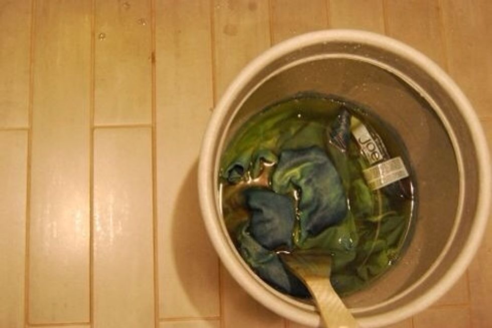 Add your Color Remover and still constantly for 20minutes. Make sure you are keeping movement in the Bucket/Sink so that the color is removed equally.