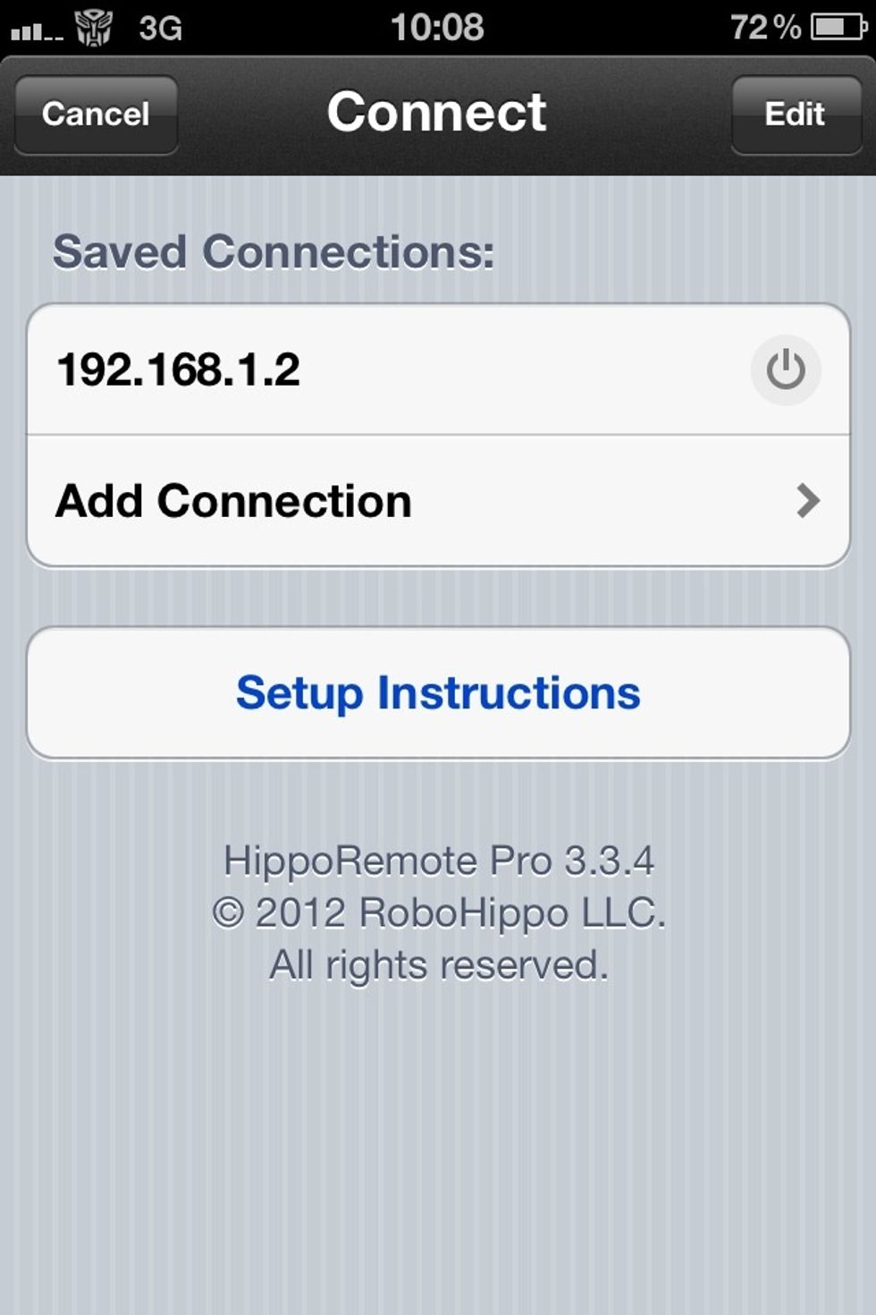 Add your connection (pc ip address) refer setup instruction for help.