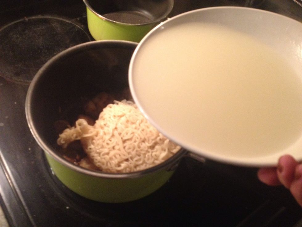 Add your cooking liquid from the noodles, again about 1 1/2 cups