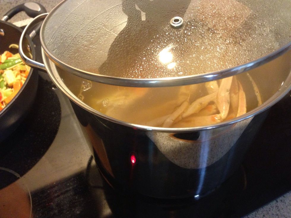 Add your crab legs. Let them boil for 8-12 mins. The legs will be hot when done cooking. So let them rest for a couple if mins before eating.