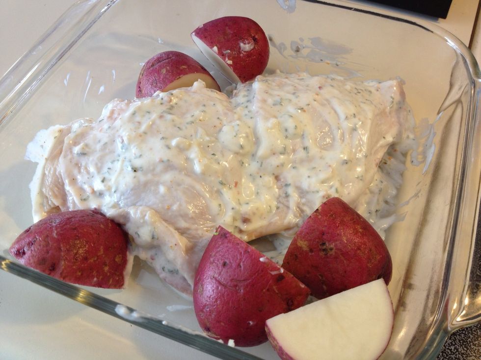 Add your cut potatoes.