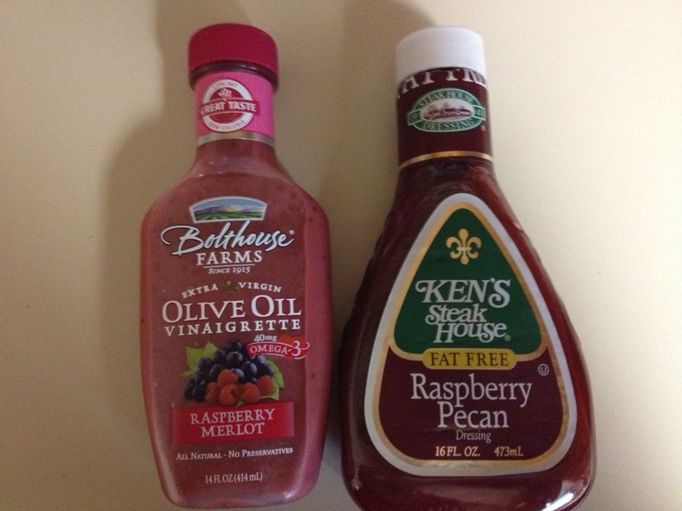 Add your dressing. Especially with the sweet strawberries, a vinaigrette works great! These are just two dressings I happen to like...