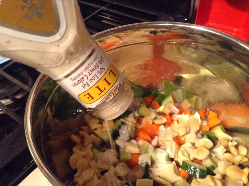 Add your dressing (in the beginning I had Russian but I changed it)