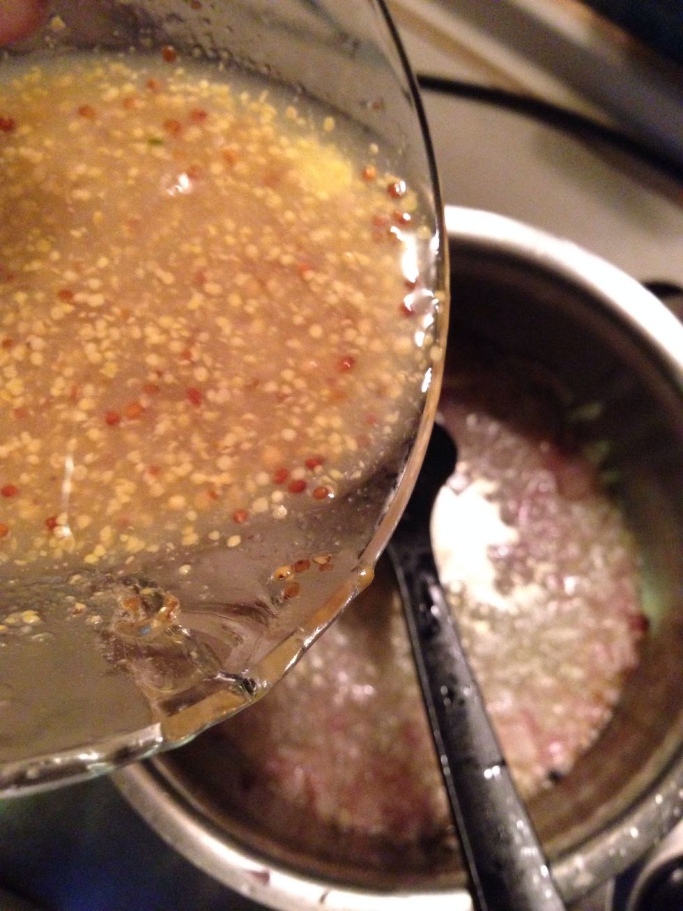Add your dressing to the onions in the small pan