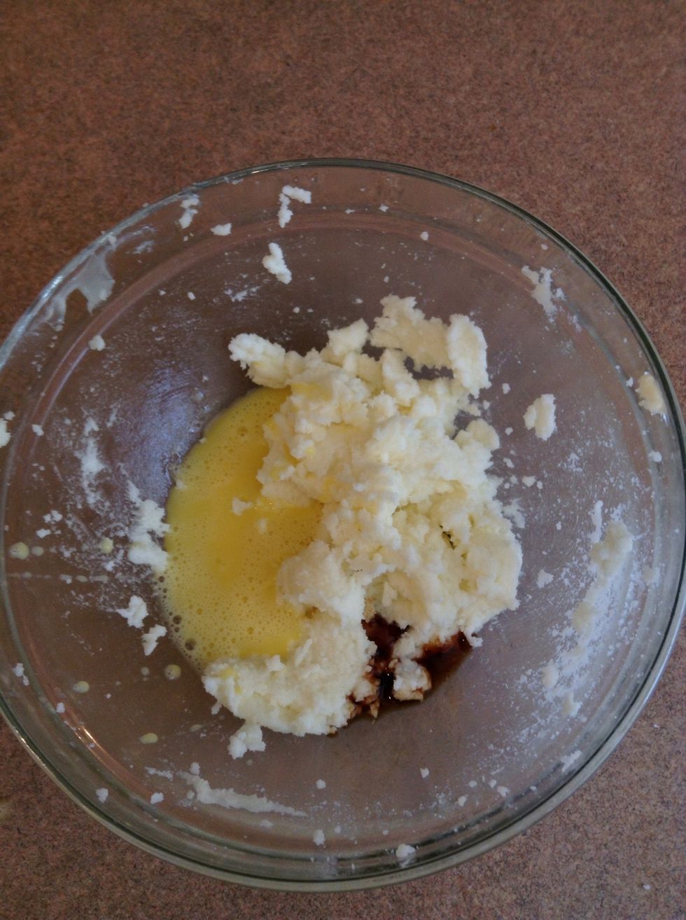Add your egg and vanilla.