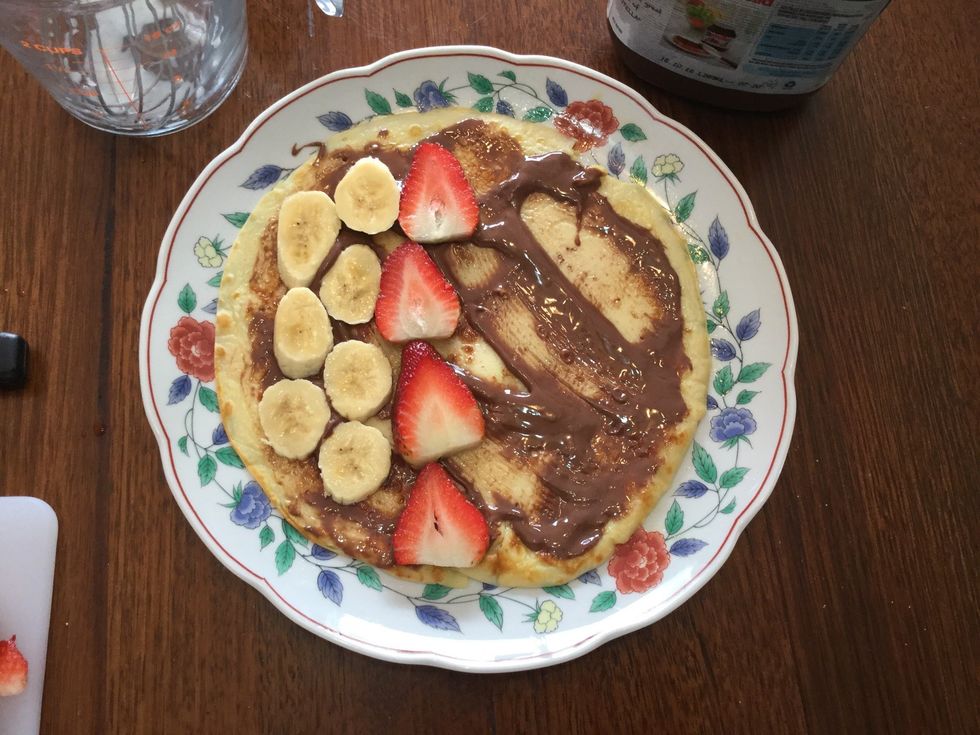 Add your filling on one half of your crepe.