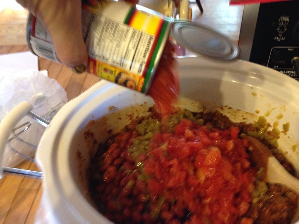Add your fire roasted tomatoes with peppers.