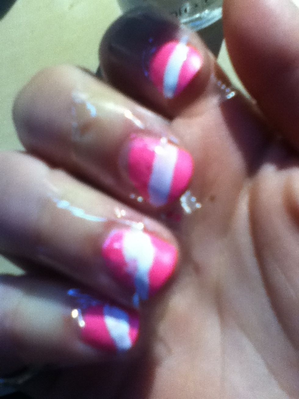 Add your first stripe (white) it doesn't have to be neat