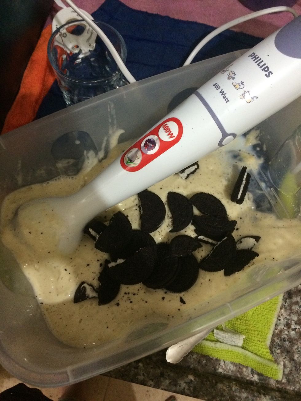 Add your flavor, mine was Oreo