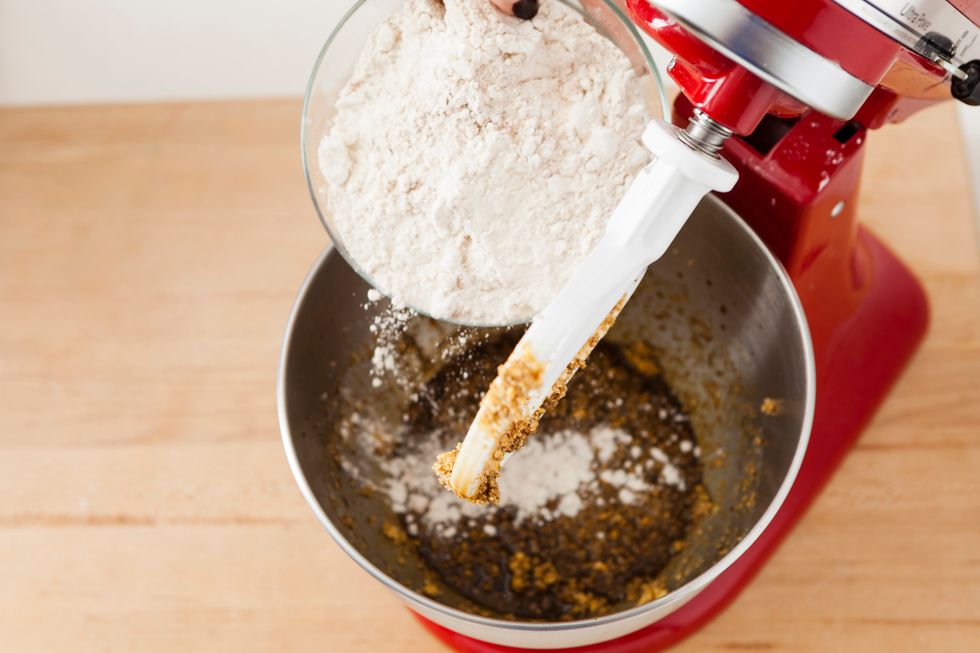 Add your flour and spice mixture to your mixing bowl and stir to combine.