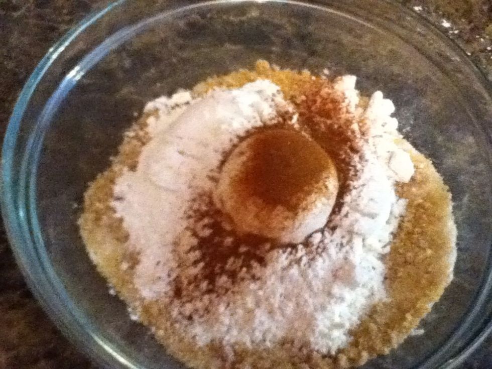 Add your flour, cinnamon, salt, and baking powder and combine.