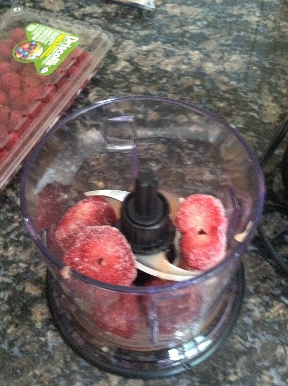 Add your frozen strawberries!