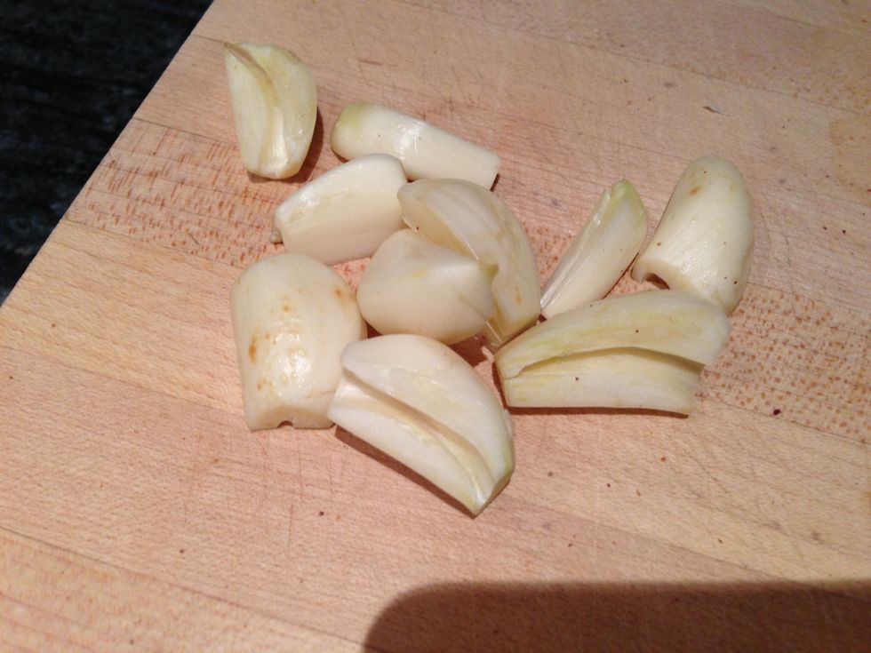 Add your garlic to the favas.
