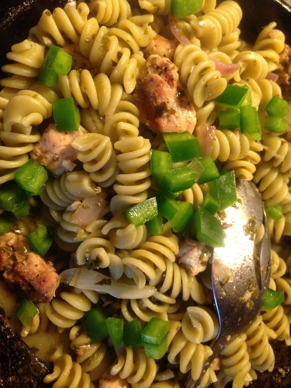 Add your green pepper and mixed for 30 seconds and your done