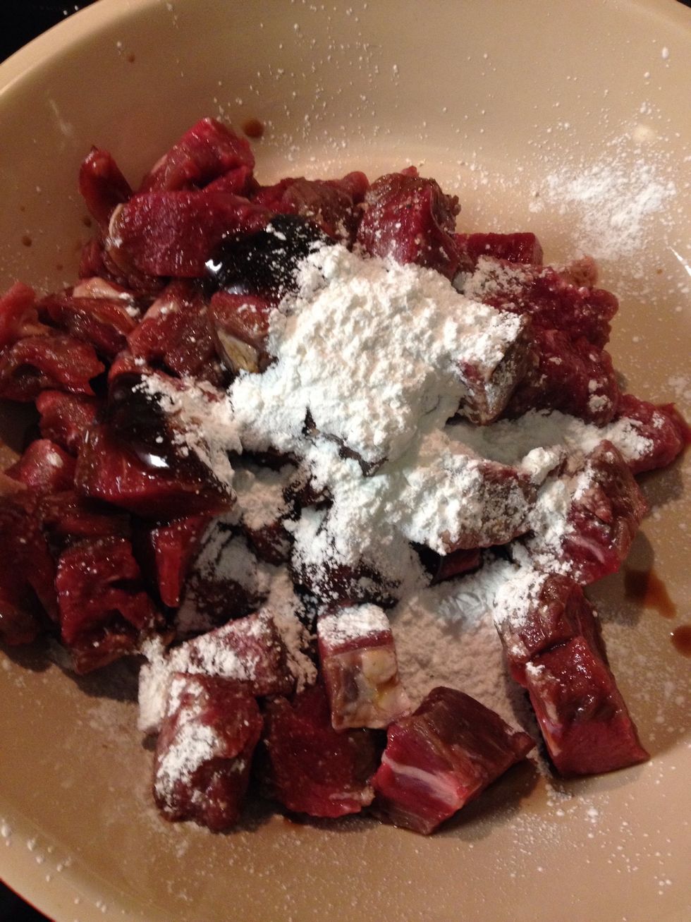 Add your hoisin sauce, soy sauce, corn starch and a pinch of pepper