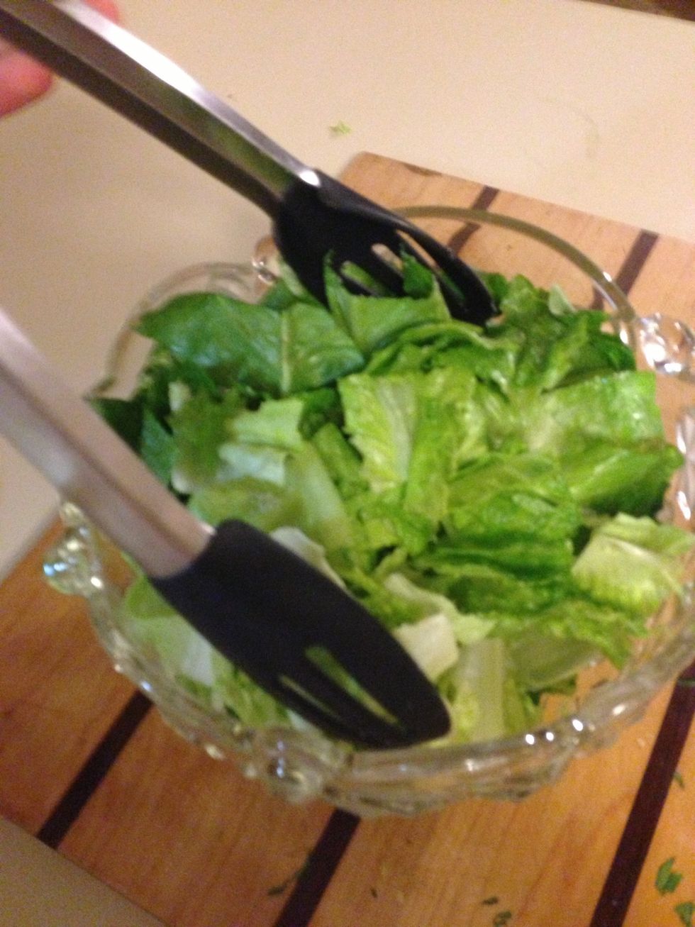 Add your lettuce and mix thoroughly
