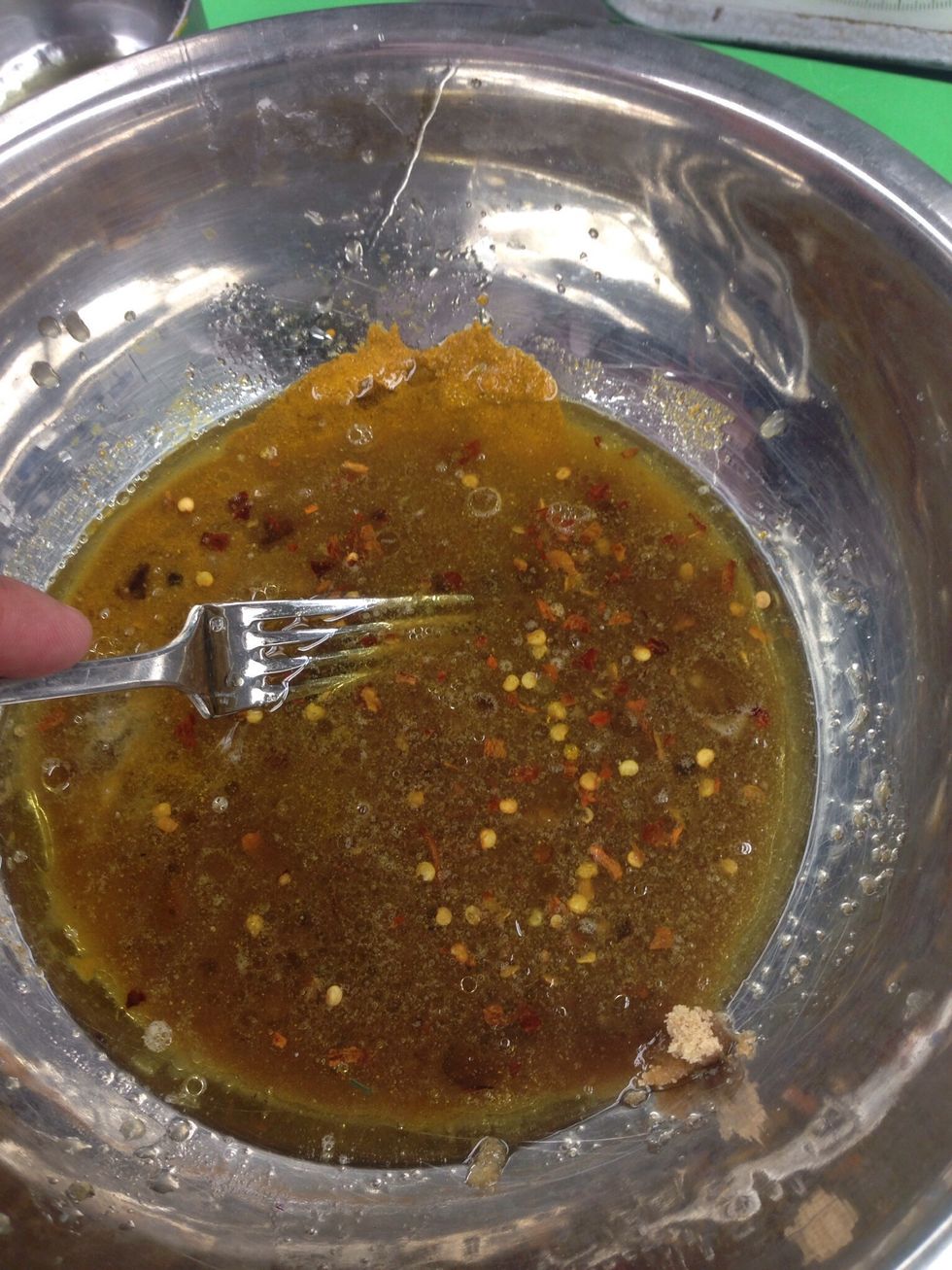 Add your liquid ingredients and stir together to make a paste.