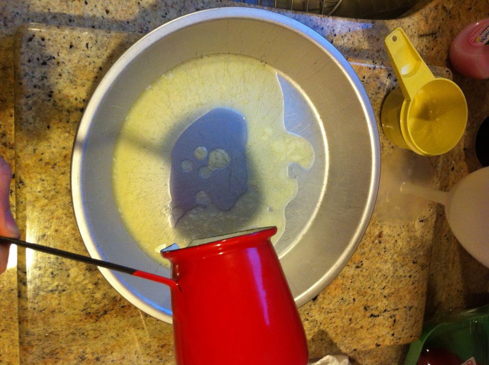 Add your melted butter to the 9 inch pie plate