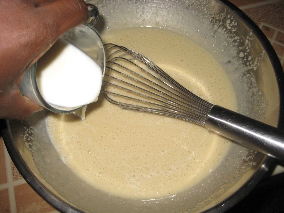 Add your milk and stir.