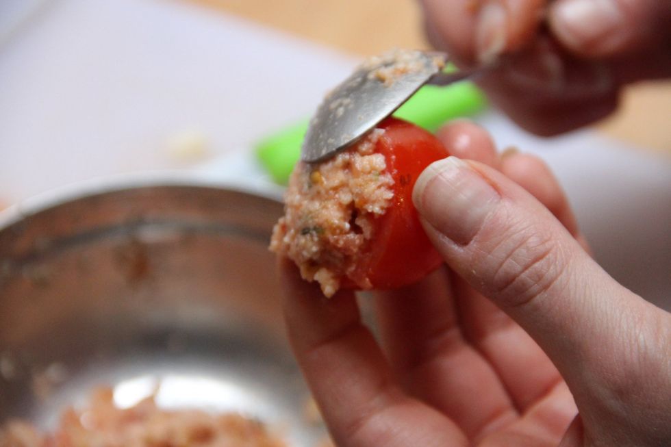 Add your mix of pecorino and breadcrumbs