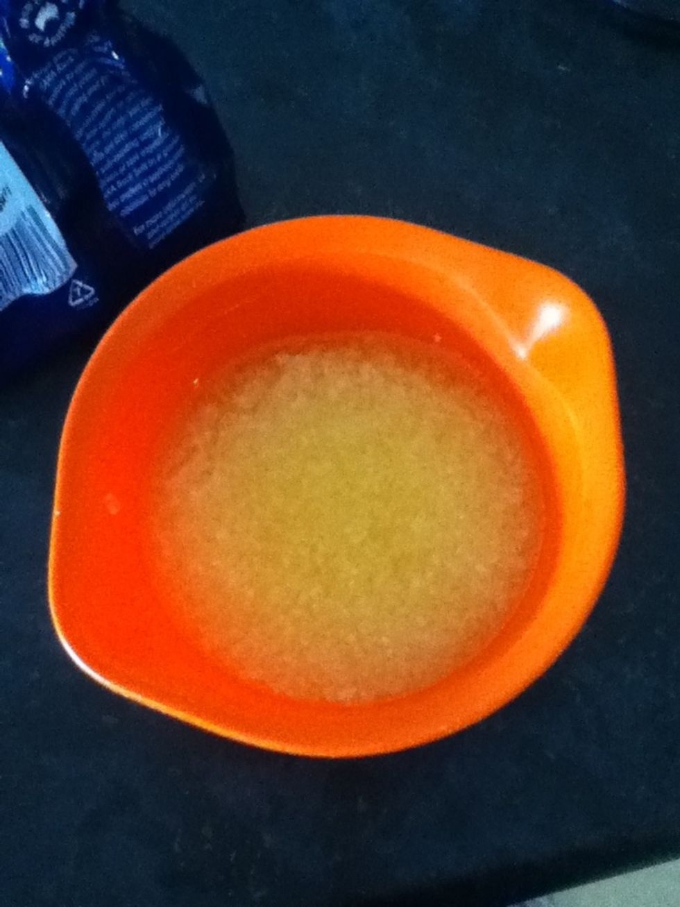 Add your oil and brown sugar and stir. NOTE: I hadn't put my brown sugar in so that's why it's not brown.