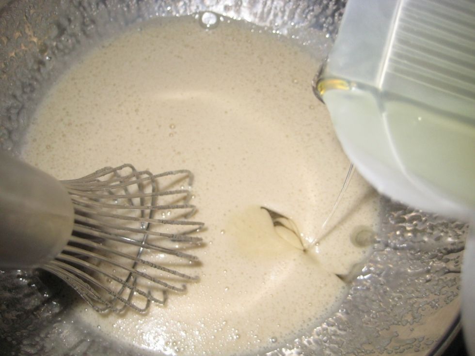 Add your oil gradually as you whisk.
