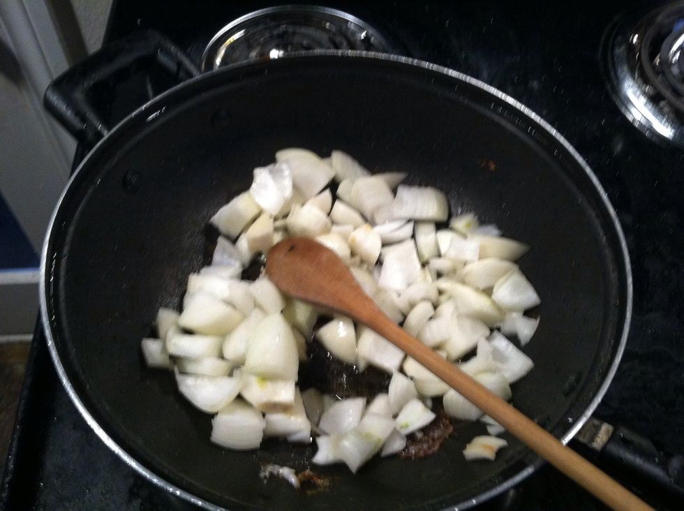 Add your onion first let them sear until they transpire
