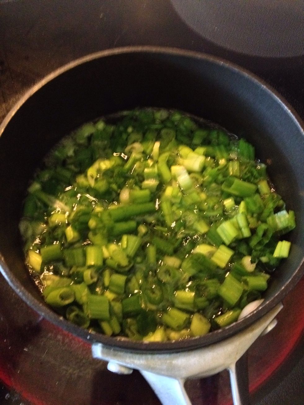 Add your onion to a small sauce pan with the olive oil and cook for 1 minute