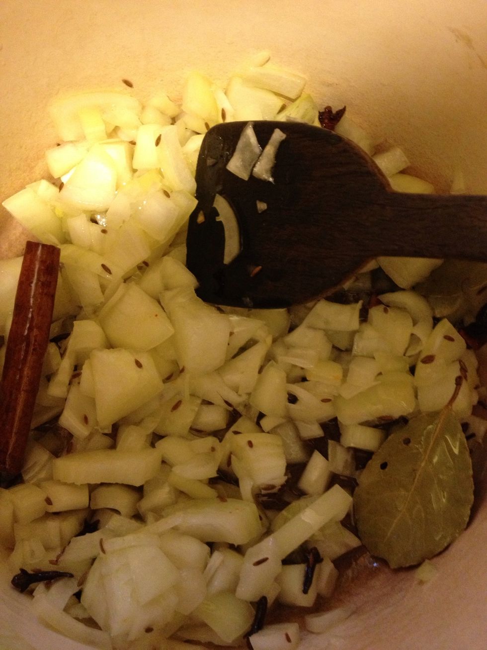 Add your onions and let them brown on a medium temp