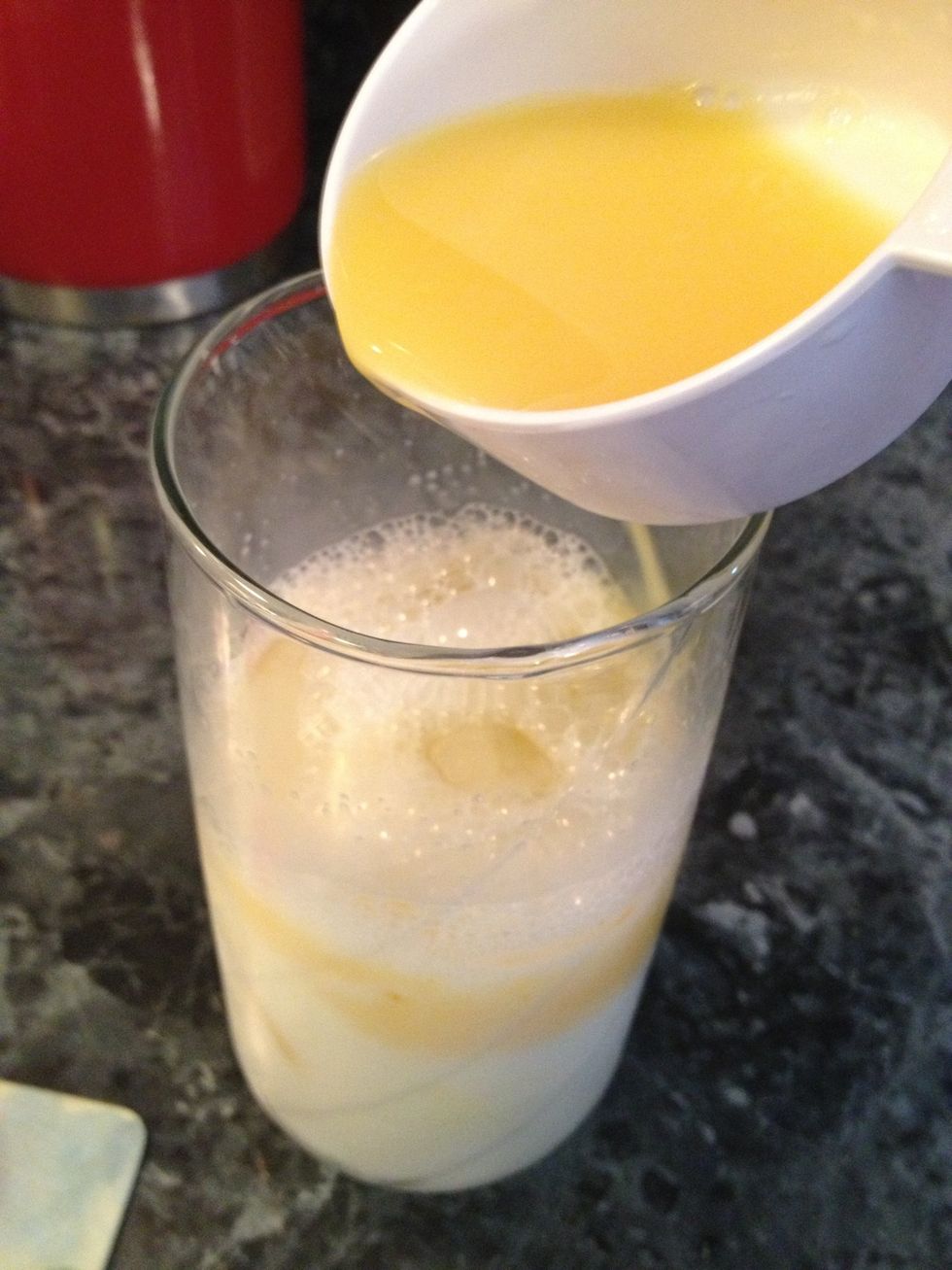 Add your orange juice. VERY IMPORTANT\ud83d\ude4f, As soon as you add the OJ you must stir vigorously.