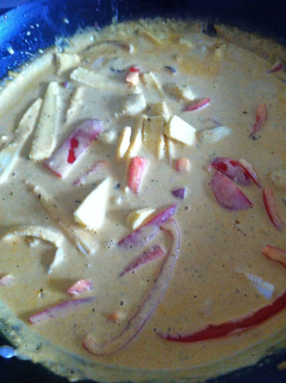 Add your other vegetables and mix them in. If you're using carrots they should be parboiled or added in earlier.