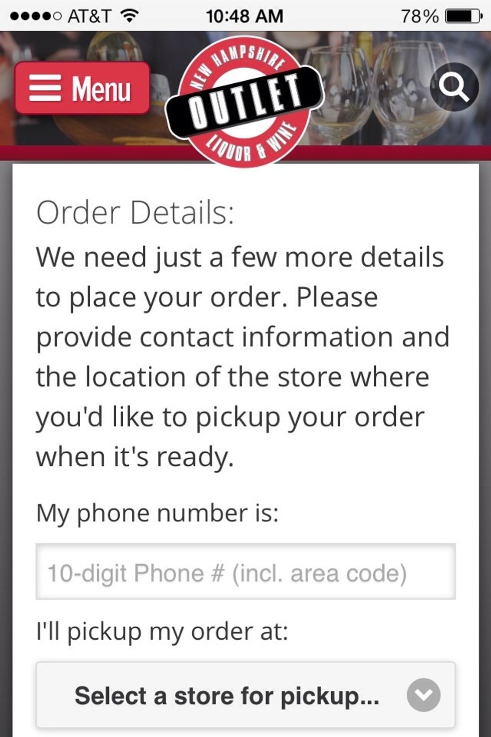 Add your phone number and preferred store and you're ready to go!