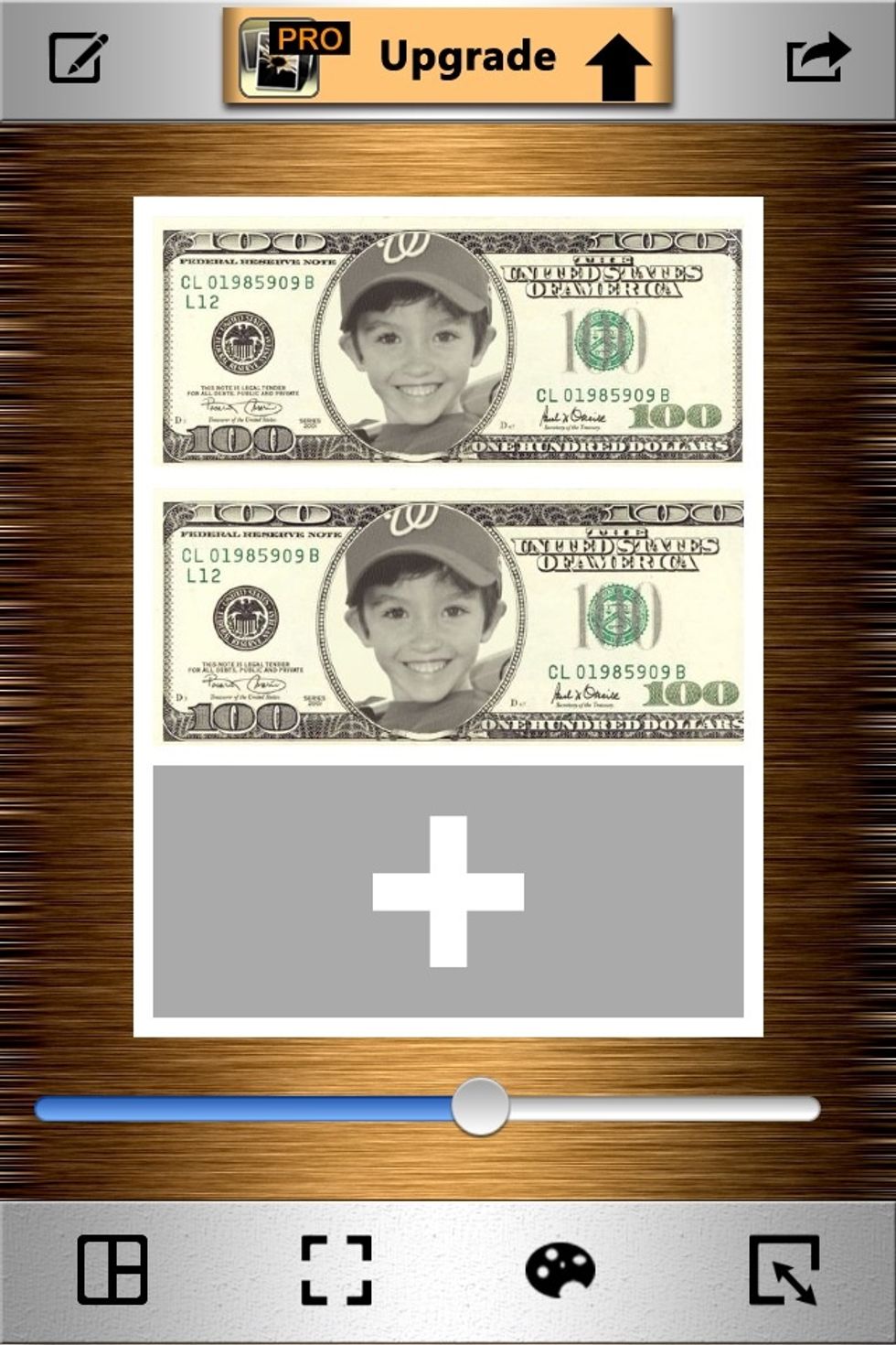 Add your photo money to each slot.
