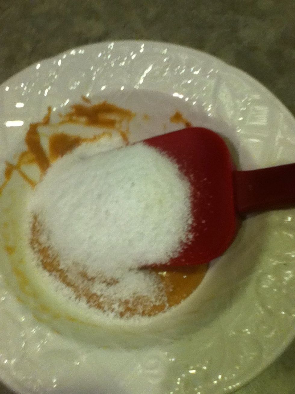 Add your powdered sugar or splenda to the peanut butter and mix until it is smooth.