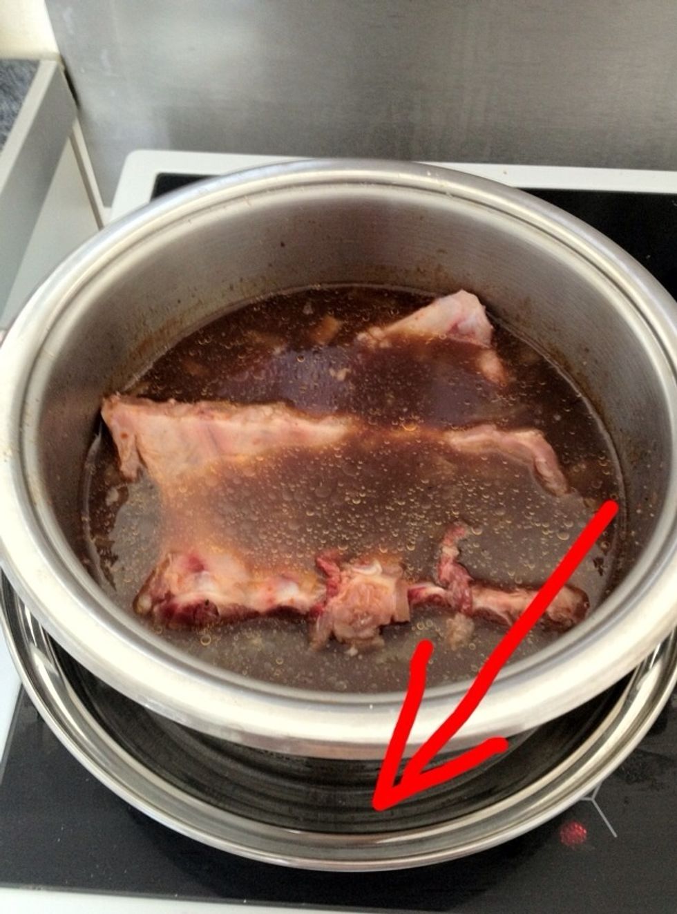 Add your ribs 4-5 hours and keep an eye on your water in the pan