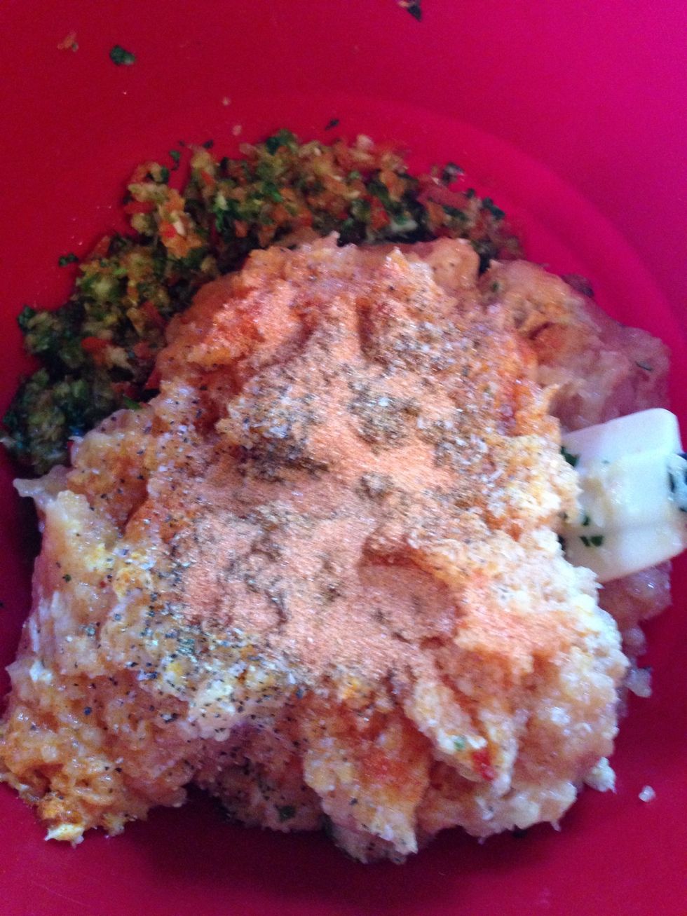 Add your salt and pepper to your liking and I also added a bag of Sazon Goya. If you can't find any just use 1 tsp of all purpose seasoning.