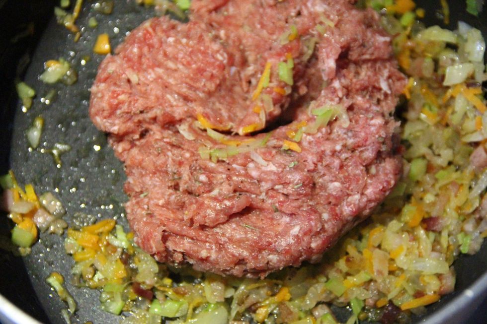 Add your seasoned grounded beef