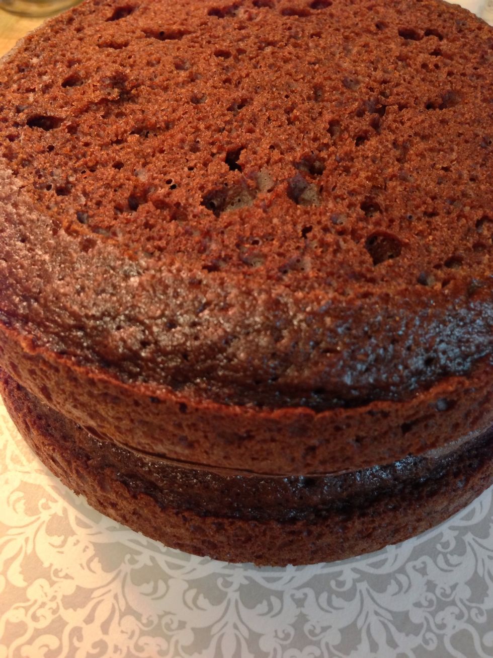 Add your second cake layer.